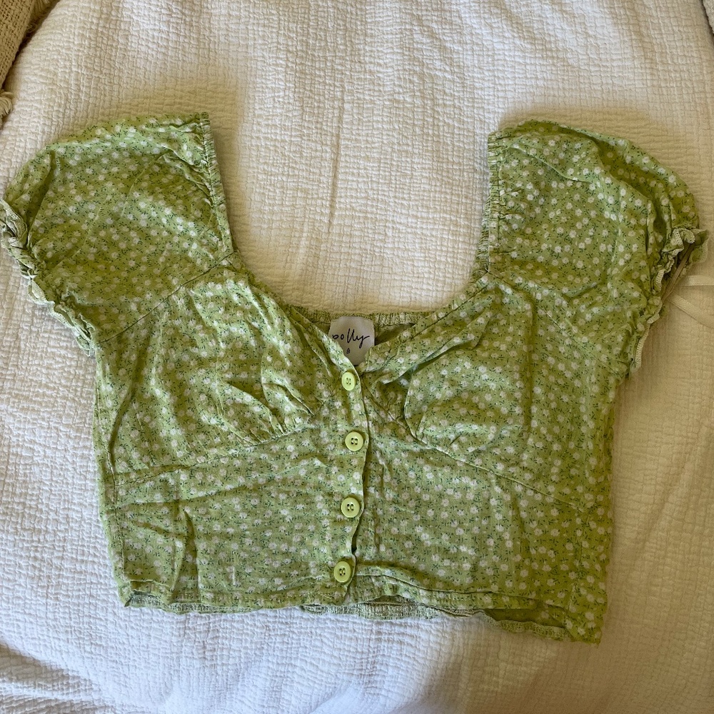 Princess Polly green and white top